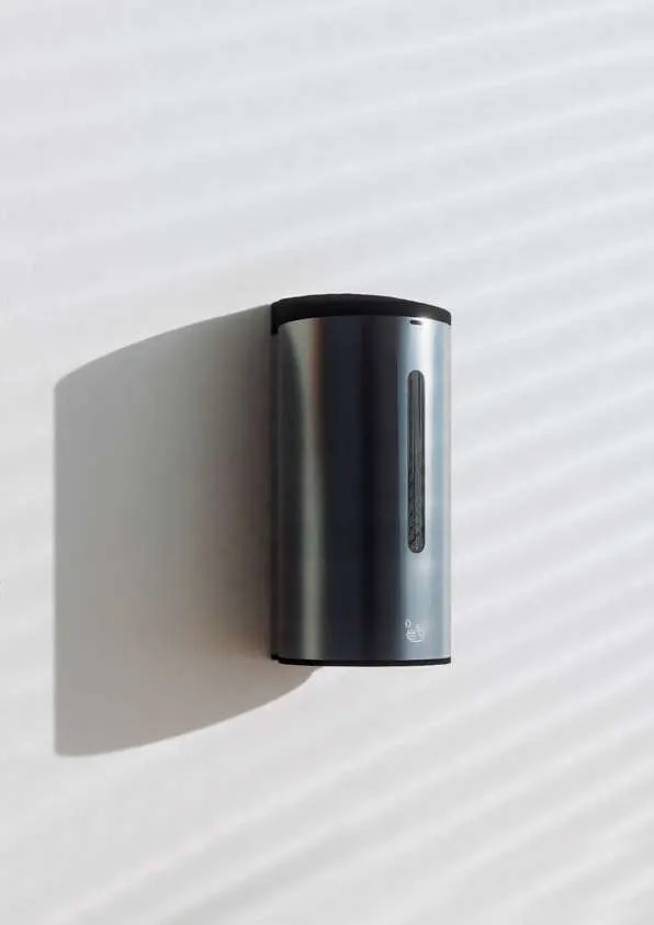 Anthracite grey wall-mounted soap dispenser with level window