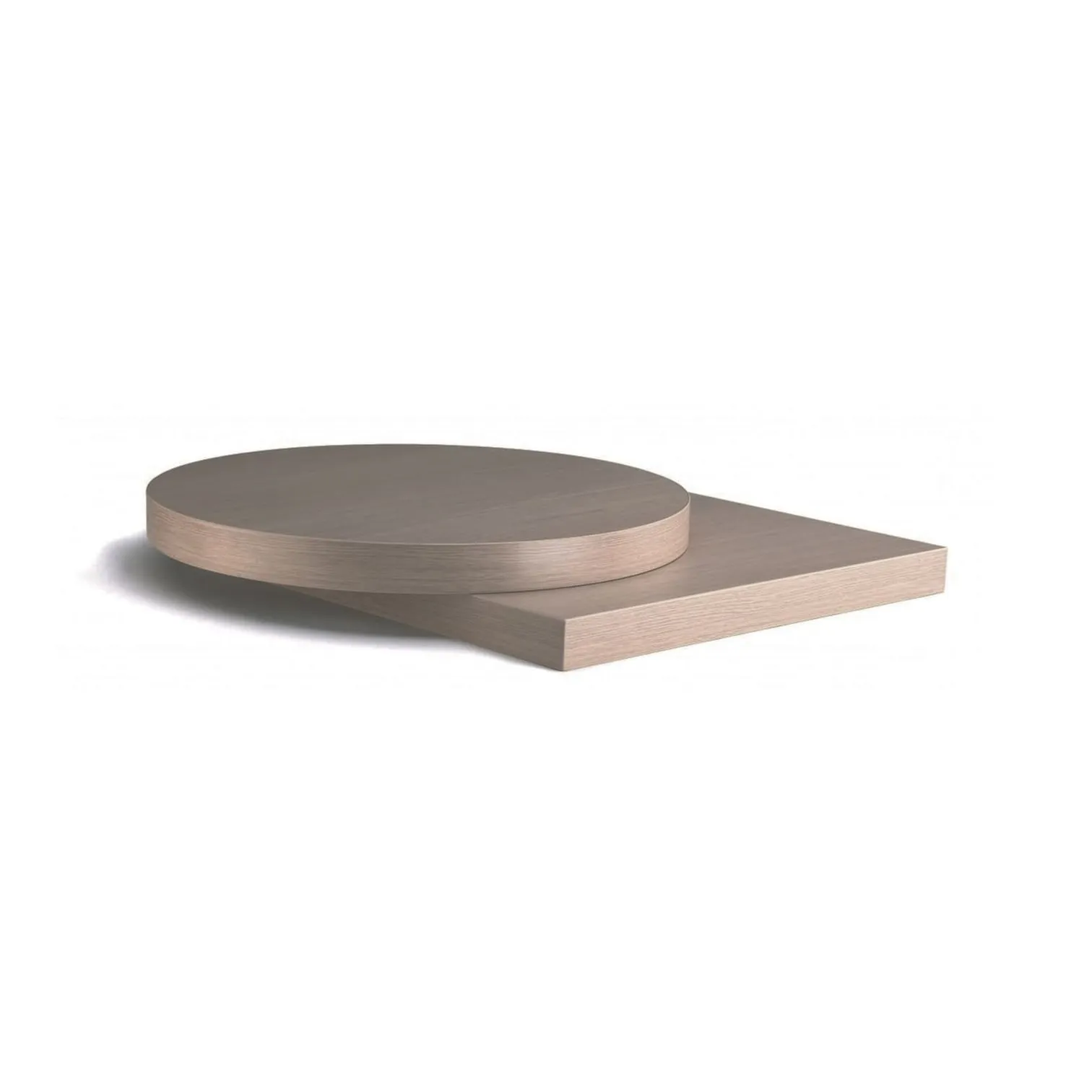 Plateaux de table plaqués bois, rond et carré