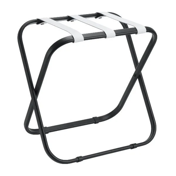 Porte-bagages Corniche en acier noir à sangles blanches