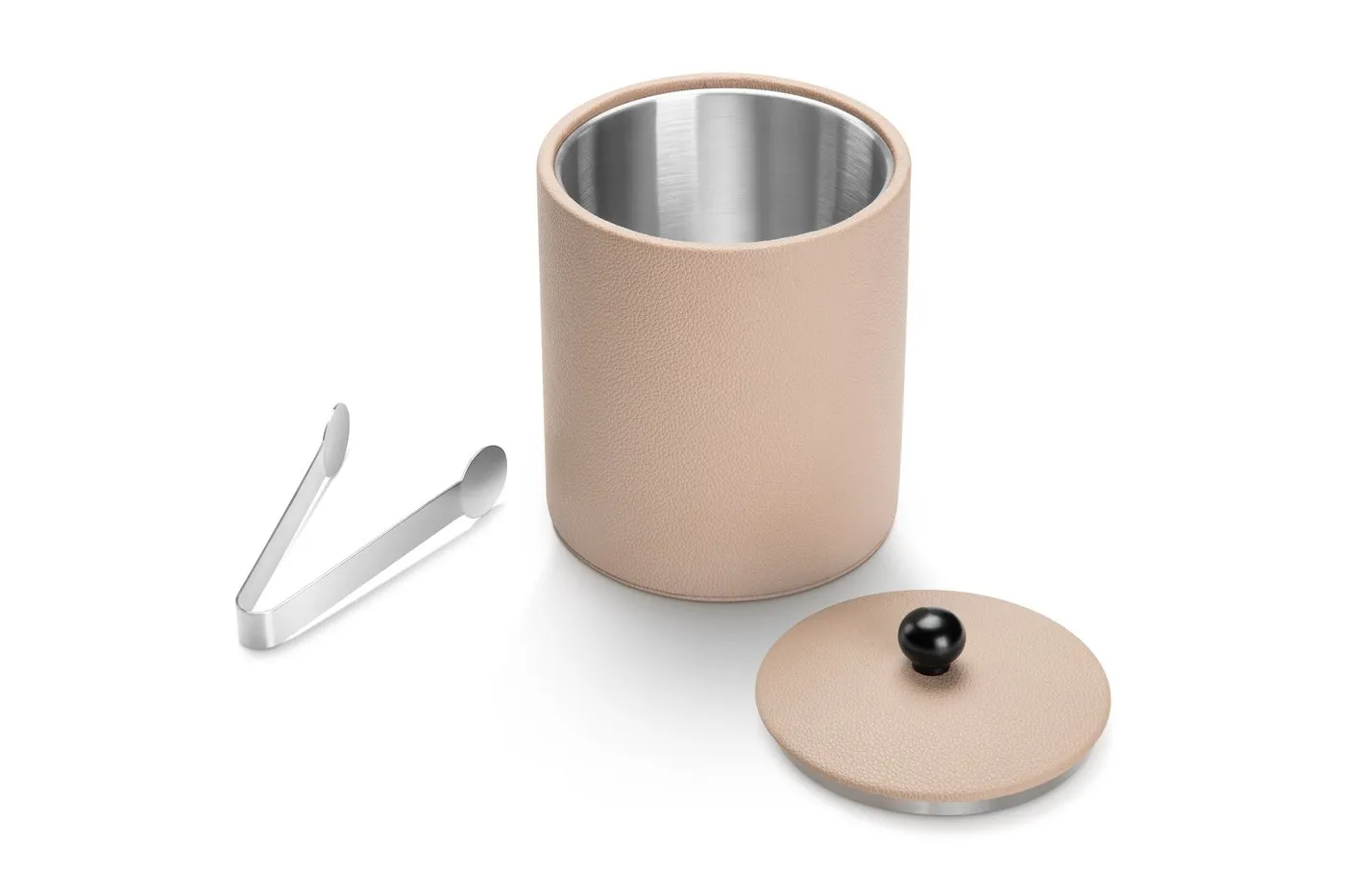 Seau à glace beige avec couvercle et pince