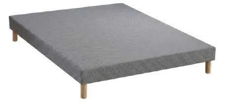 Sommier tapissier gris clair sur pieds en bois