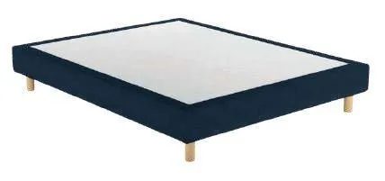 Sommier décoratif bleu nuit sur pieds en bois