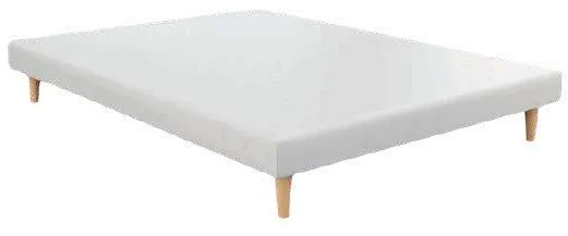 Sommier tapissier blanc sur pieds en bois