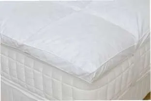 Surmatelas blanc matelassé posé sur un matelas